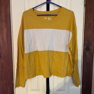Flirtitude Size XL Yellow & White Lightweight Long Sleeve Shirt